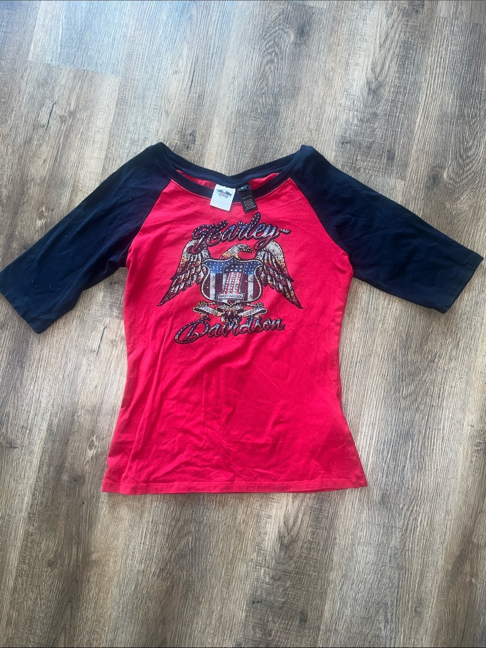 Harley-Davidson Red and Black Raglan Graphic Tee